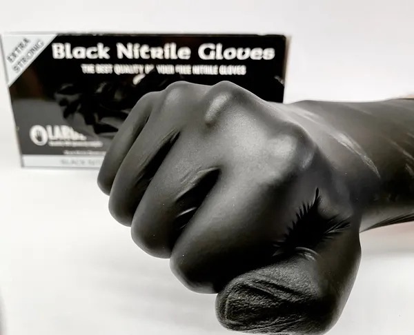 BLACK NITRILE GLOVES POWDER FREE DISPOSABLE GLOVE BOX of 100L 