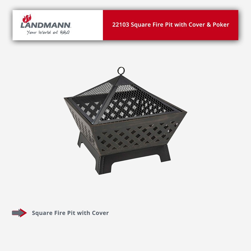 Landmann Square Fire Pit with Cover & Poker 22103 MyDeal