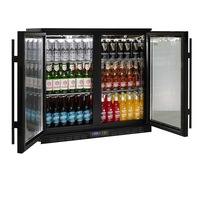 Rhino Commercial Under Bench Black Glass Double Door Bar Fridge Energy Efficient