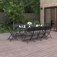 11 Piece Outdoor Dining Set Steel vidaXL
