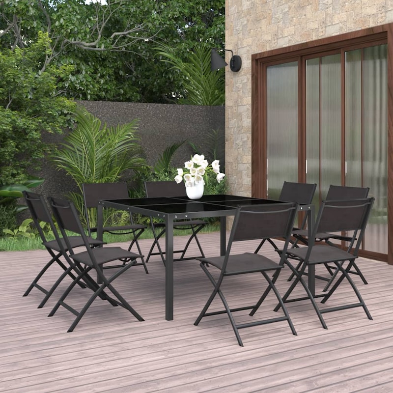 Buy 9 Piece Outdoor Dining Set Steel vidaXL - MyDeal