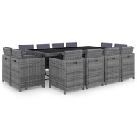 13 Piece Outdoor Dining Set with Cushions Poly Rattan Anthracite vidaXL