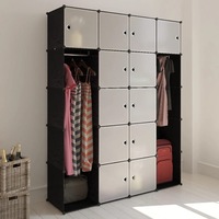 Modular Cabinet 14 Compartments Black and White 37x146x180.5 cm vidaXL