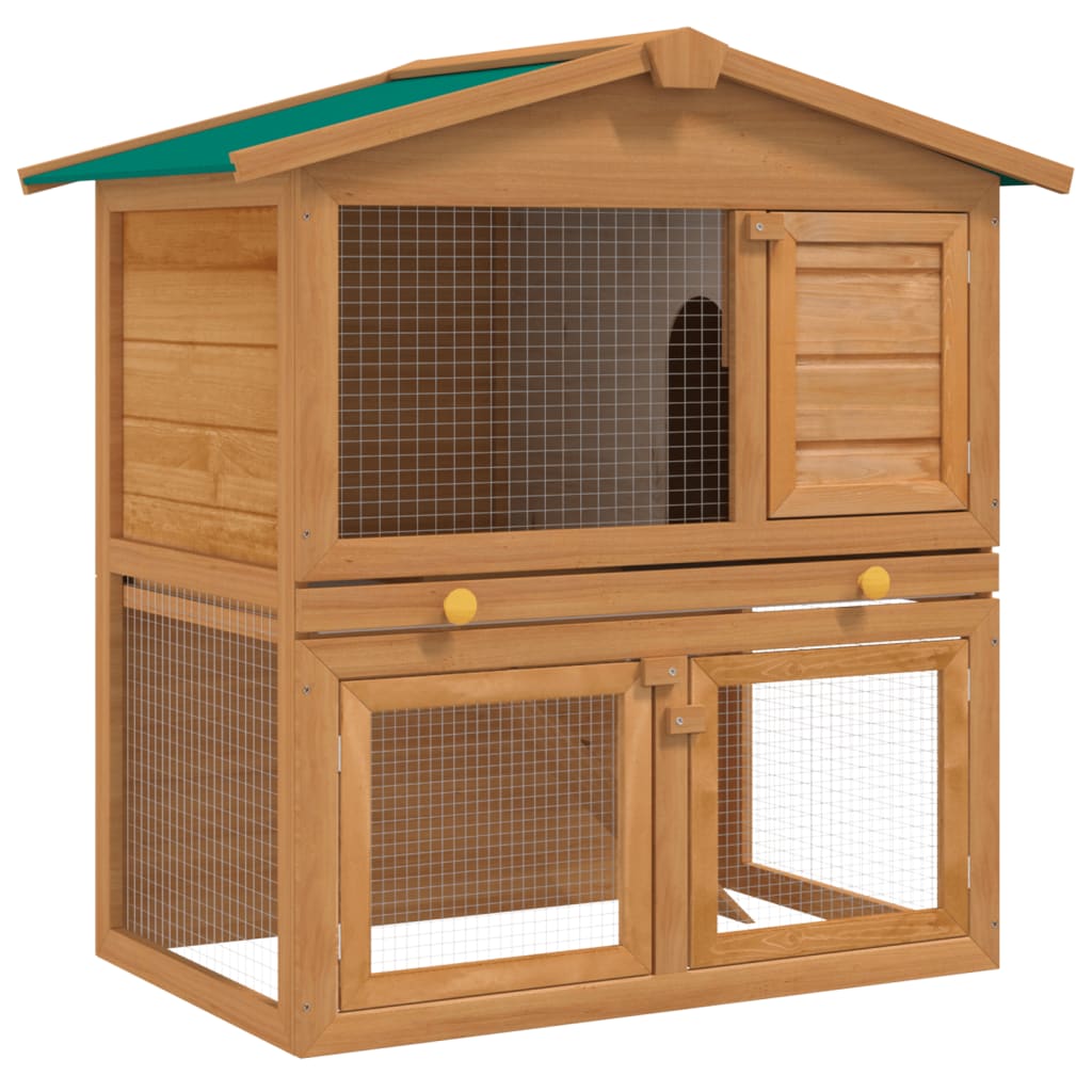 Outdoor Rabbit Hutch Small Animal House Pet Cage 3 Doors Wood vidaXL