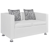 Sofa 2-Seater Artificial Leather White vidaXL