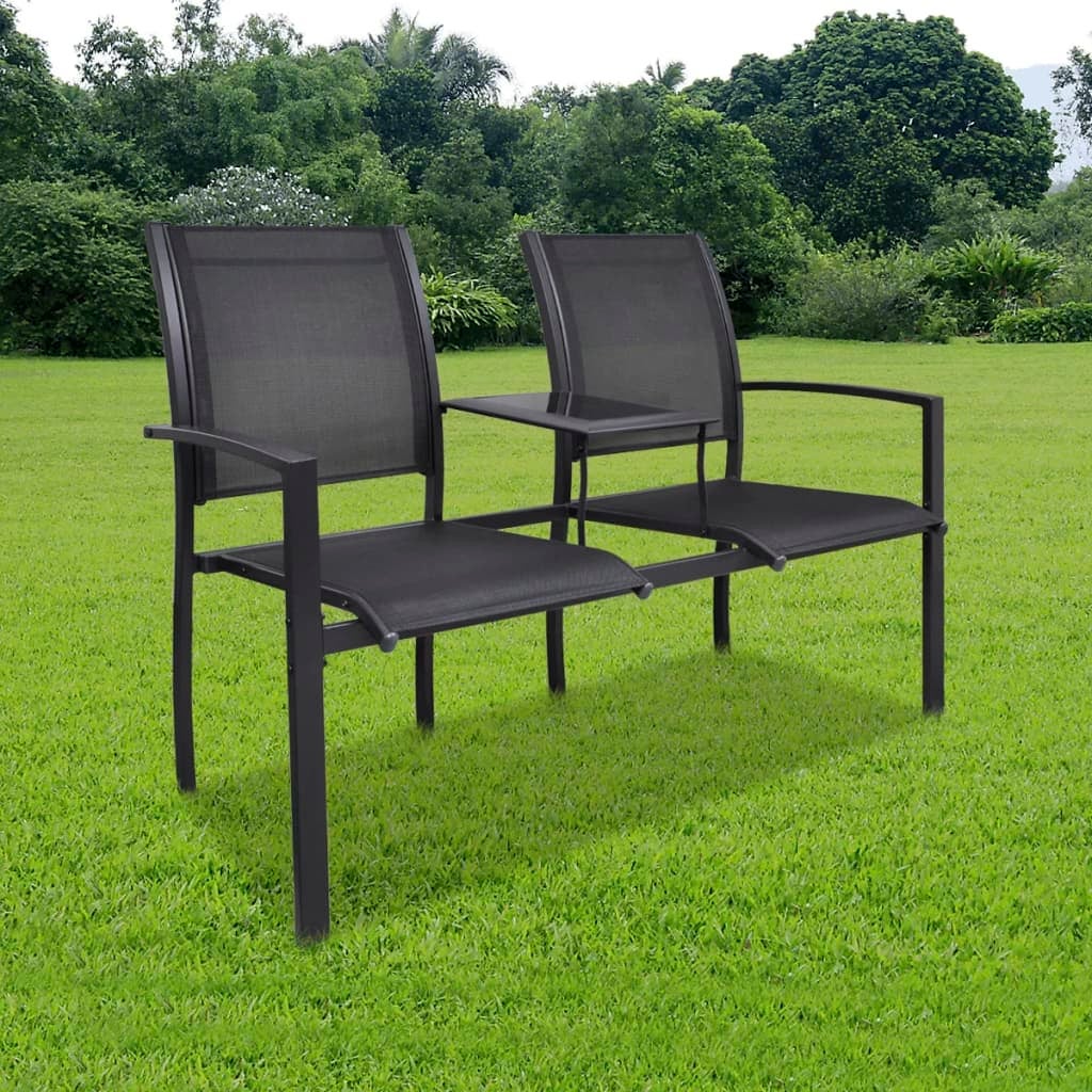2 Seater Garden Bench 131 cm Steel and Textilene Black vidaXL