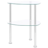 2-Tier Side Table Transparent 38x38x50 cm Tempered Glass vidaXL