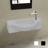 291940 Ceramic Bathroom Sink Basin with Faucet Hole White/Black vidaXL