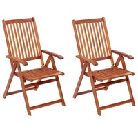 Folding Garden Chairs 2 pcs Solid Acacia Wood Brown vidaXL