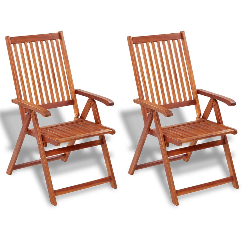 Folding Garden Chairs 2 pcs Solid Acacia Wood Brown vidaXL