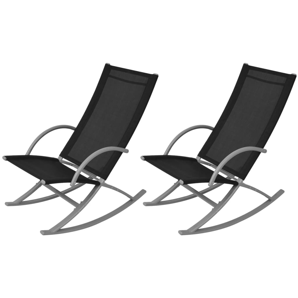 Garden Rocking Chairs 2 pcs Steel and Textilene Black vidaXL