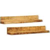 Solid Wood Wall Mounted Display Shelf 2 pcs vidaXL