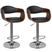 Bar Stools 2 pcs Bent Wood and Faux Leather vidaXL