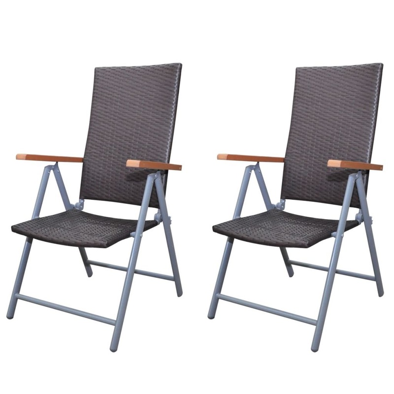 Buy Reclining Garden Chairs 2 pcs Poly Rattan and Aluminium Brown MyDeal
