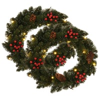 Christmas Wreaths 2 pcs with Decoration Green 45 cm vidaXL