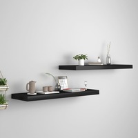 Floating Wall Shelves 2 pcs Black 80x23.5x3.8 cm MDF vidaXL
