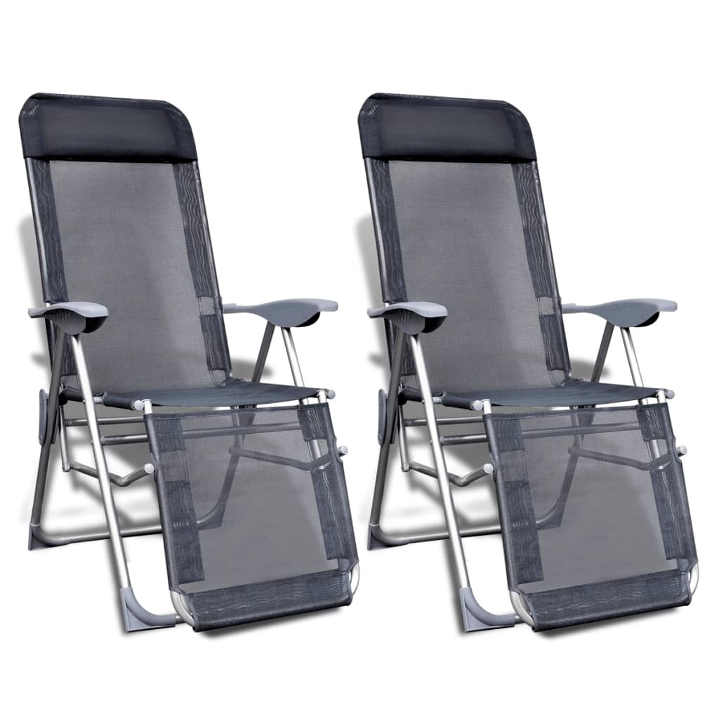 Folding Garden Chairs 2 pcs Aluminium and Textilene Grey vidaXL