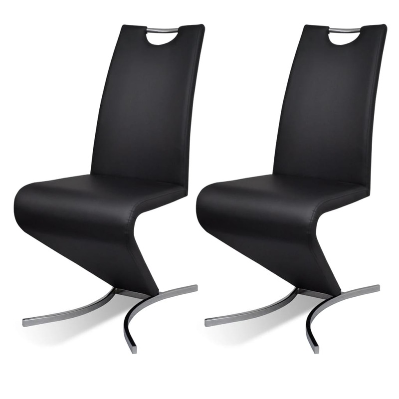 Buy Dining Chairs 2 pcs Black Faux Leather MyDeal