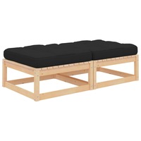 Garden Footstools with Cushions 2 pcs Solid Pinewood vidaXL