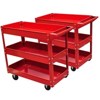 2 x Workshop Tool Trolley 100 kg 3 Shelves vidaXL