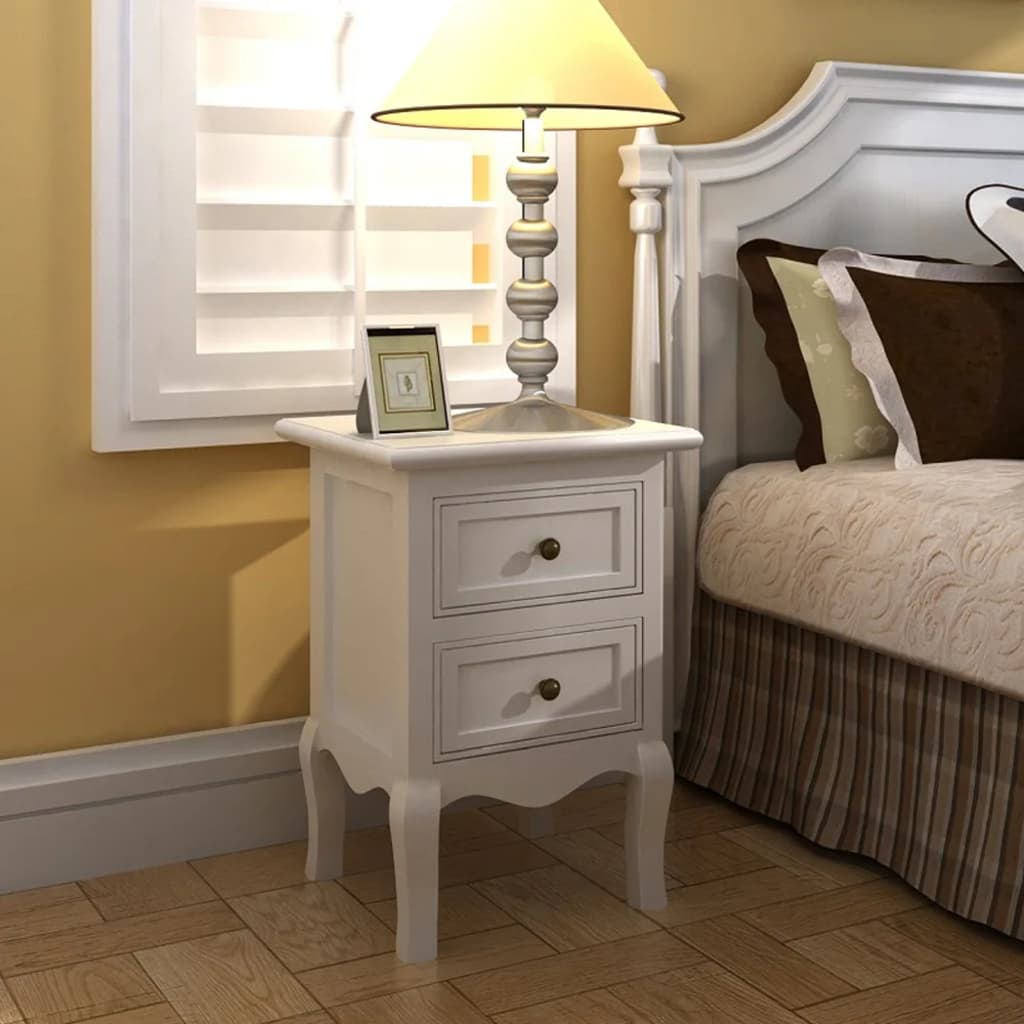 Nightstands 2 pcs with 2 Drawers MDF White vidaXL