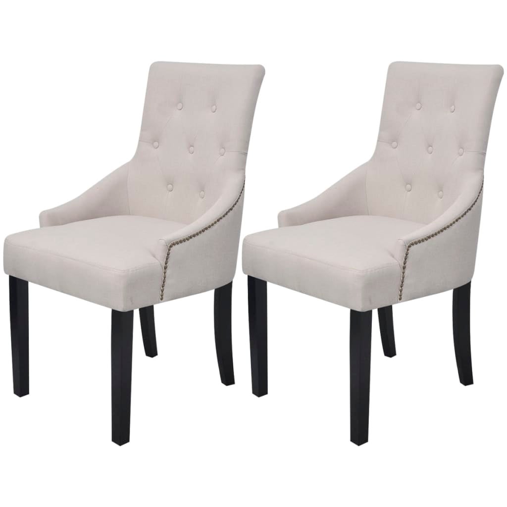 Dining Chairs 2 pcs Cream Grey Fabric vidaXL