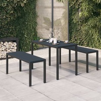 3 Piece Garden Dining Set Steel and WPC Black vidaXL