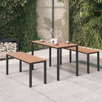 3 Piece Garden Dining Set Steel and WPC Brown and Black vidaXL