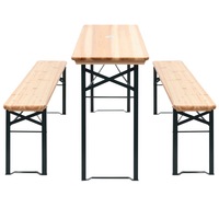 Outdoor 3pc Beer Table Bench Set Wooden Dining Chair Foldable Garden Furniture