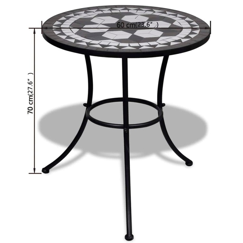 Buy 3 Piece Bistro Set Ceramic Tile Black and White MyDeal