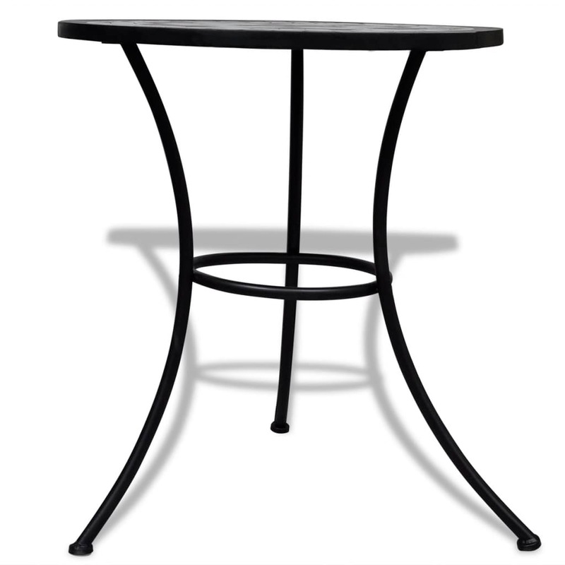 vidaXL 3 Piece Bistro Set Mosaic Black and White Outdoor Dining