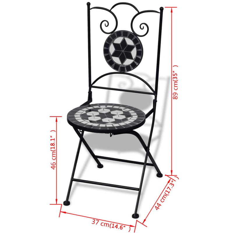 Buy 3 Piece Bistro Set Ceramic Tile Black and White MyDeal