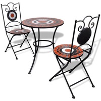 3 Piece Bistro Set Ceramic Tile Terracotta and White vidaXL