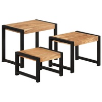 Nesting Tables 3 pcs Solid Wood vidaXL