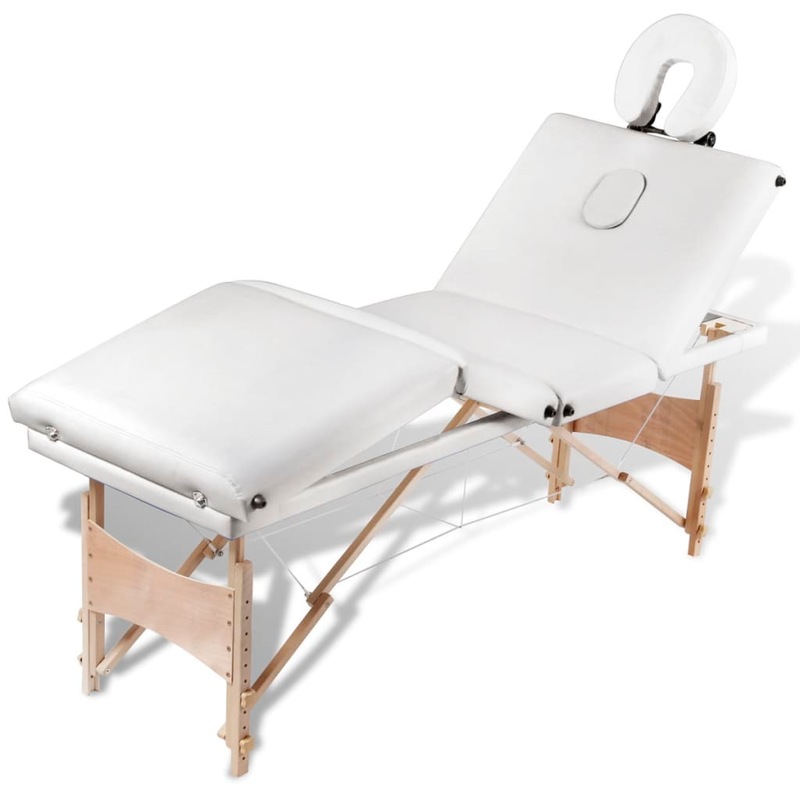 Wooden Portable Massage Table 4 Fold Beauty Therapy Bed Waxing 68cm Cream White Buy Massage