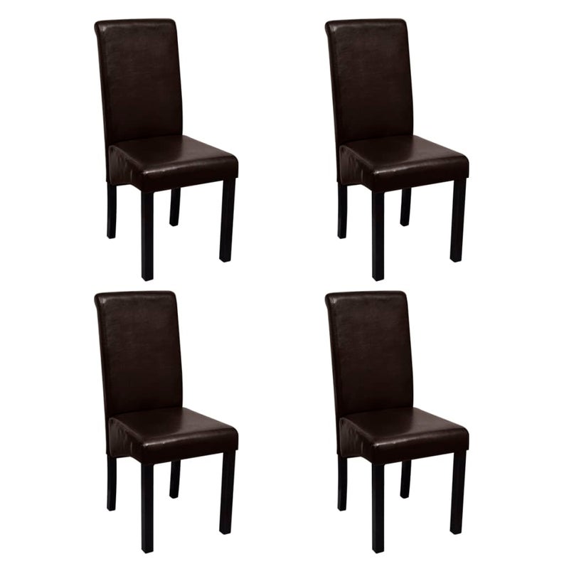 Buy Dining Chairs 4 pcs Brown Faux Leather vidaXL - MyDeal