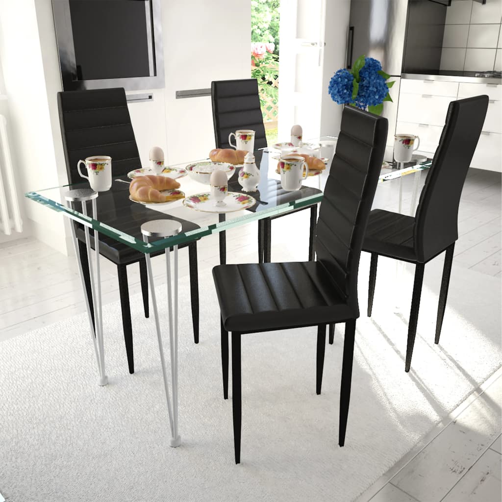 Dining Chairs 4 pcs Black Faux Leather