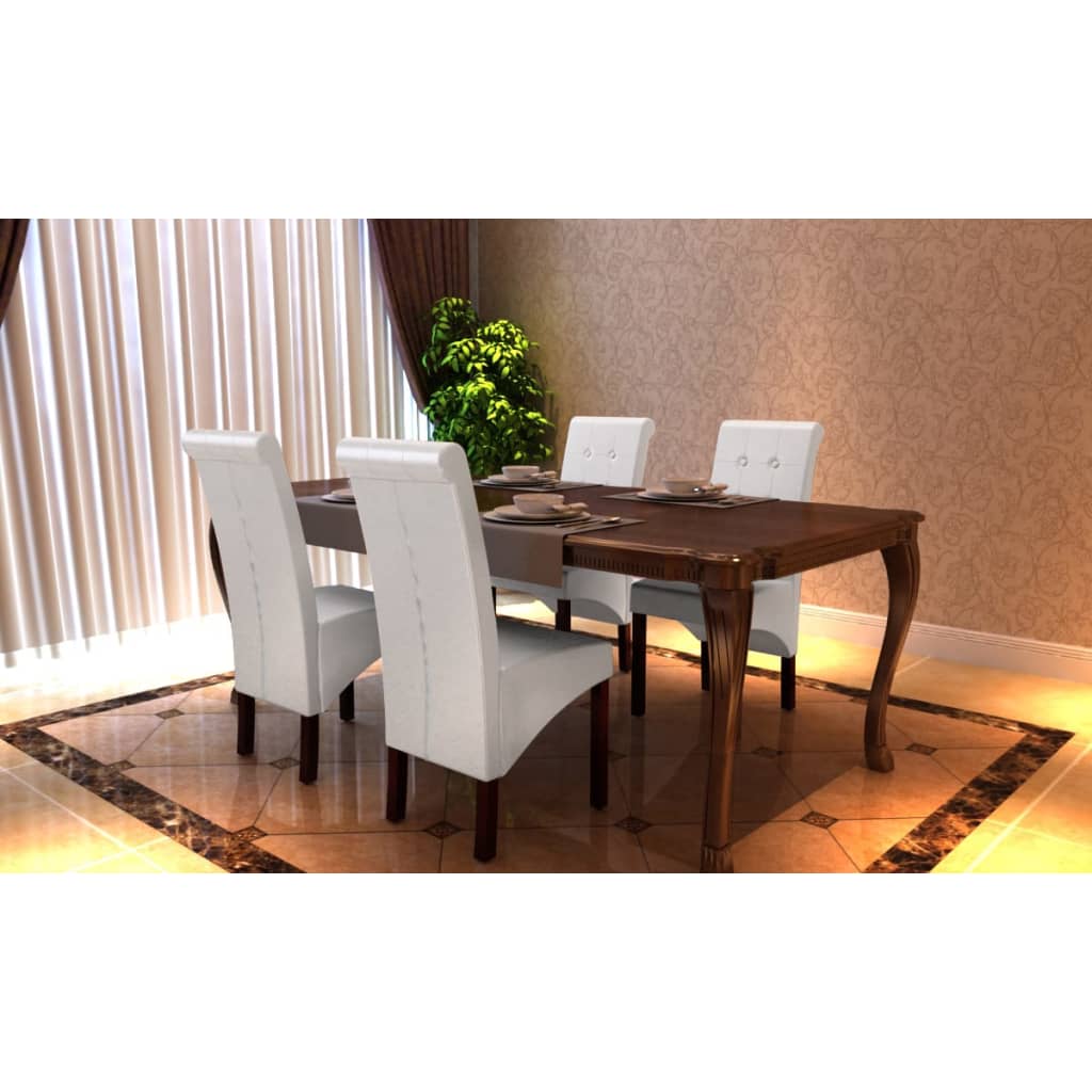 Dining Chairs 4 pcs White Faux Leather vidaXL