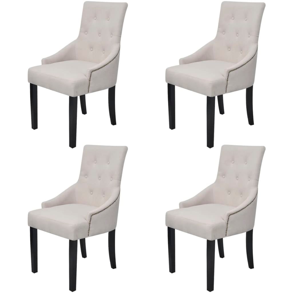 Dining Chairs 4 pcs Cream Grey Fabric vidaXL
