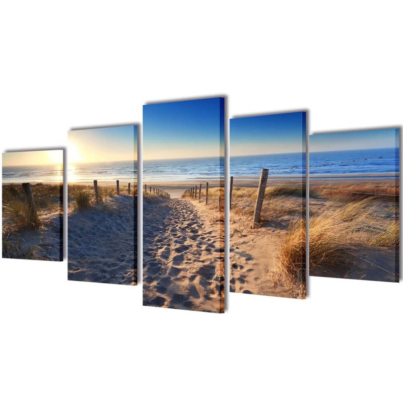 Buy Canvas Wall Print Set Sand Beach 200 x 100 cm - MyDeal