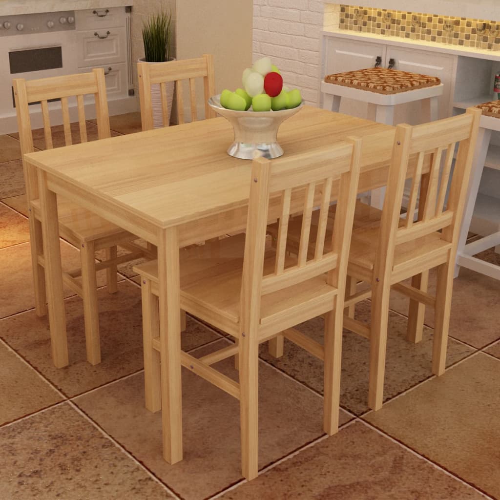 Wooden Dining Table with 4 Chairs Natural vidaXL