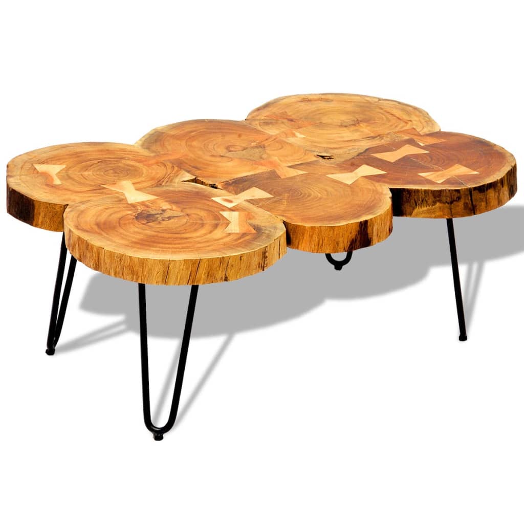 Coffee Table 35 cm 6 Trunks Solid Sheesham Wood vidaXL
