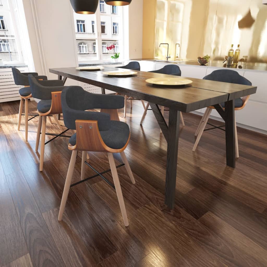 Dining Chairs 6 pcs Dark Grey Bent Wood and Fabric vidaXL