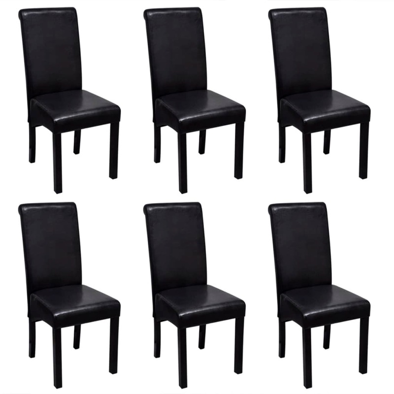 Buy Dining Chairs 6 pcs Black Faux Leather MyDeal
