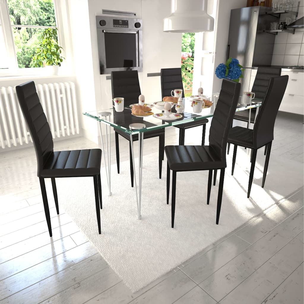 black faux leather dining room chairs