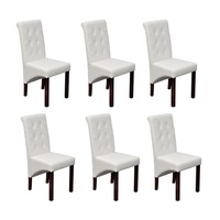 Dining Chairs 6 pcs White Faux Leather vidaXL