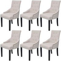 Dining Chairs 6 pcs Cream Grey Fabric vidaXL