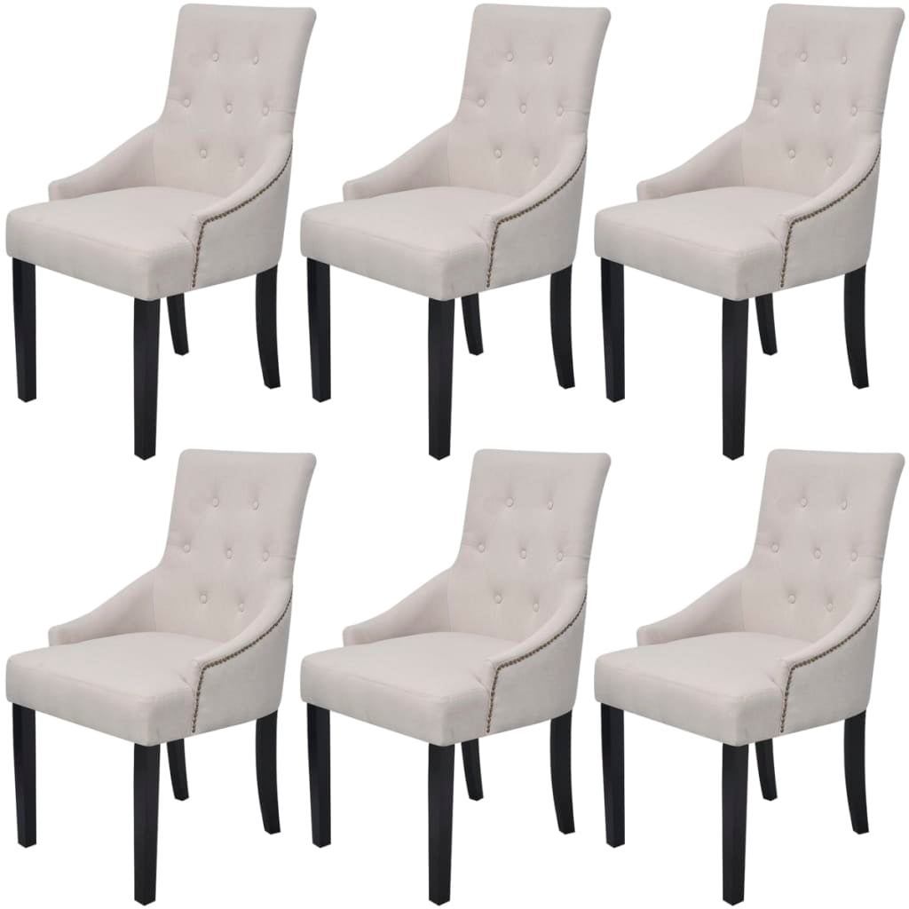 Dining Chairs 6 pcs Cream Grey Fabric vidaXL