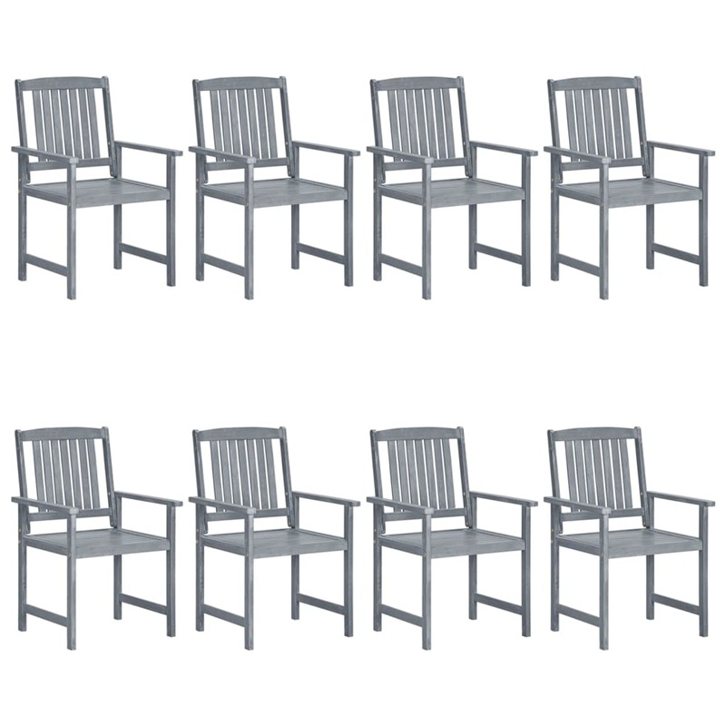 Buy Garden Chairs 8 pcs Solid Acacia Wood Grey MyDeal