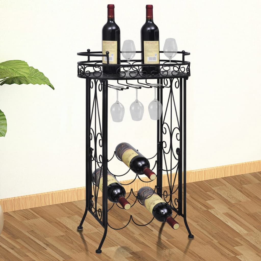 Wine Rack with Glass Holder for 9 Bottles Metal vidaXL
